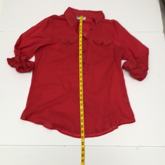 lightweight half button-down cotton shirt - dark pink - L - Picture 3 of 6